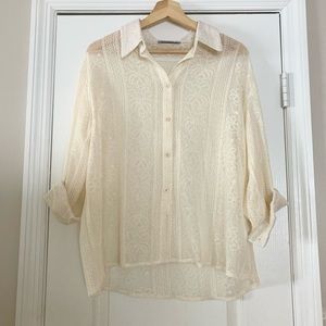 Lace Detailed Button Up Blouse